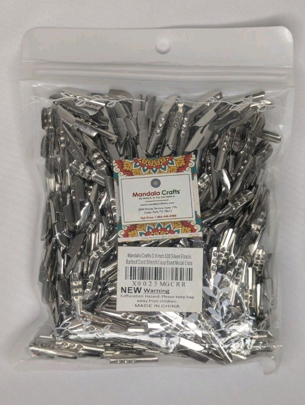 Mandala Crafts 0.9 Inch Silver  Barbed Cord Ends